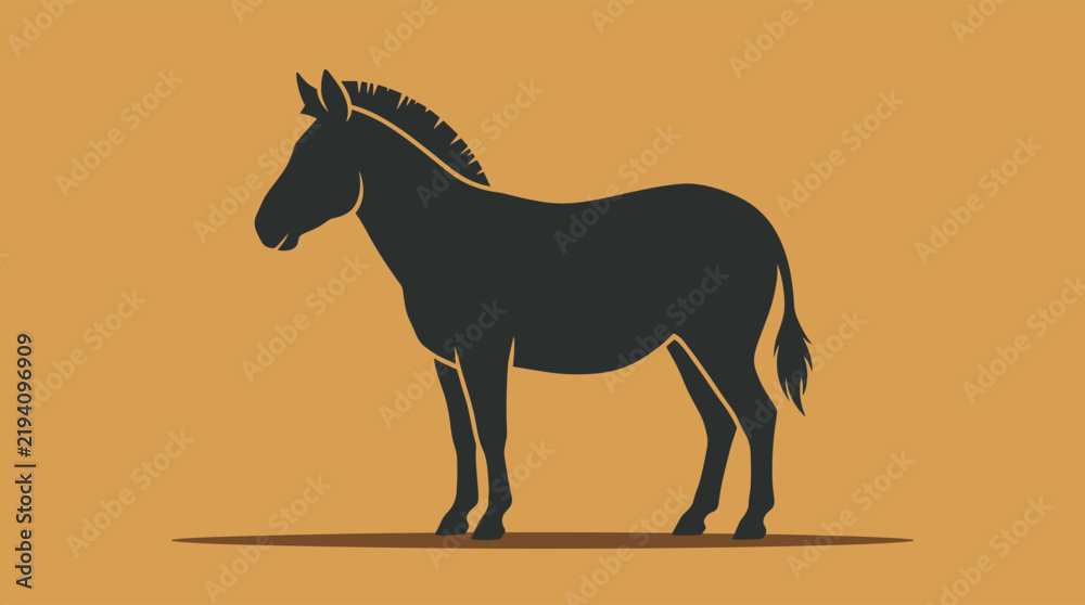 Fototapeta premium Zebra silhouette vector illustration isolated on warm ochre background