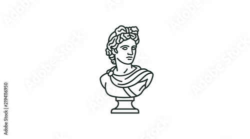 Minimalist Greek male bust line art illustration.