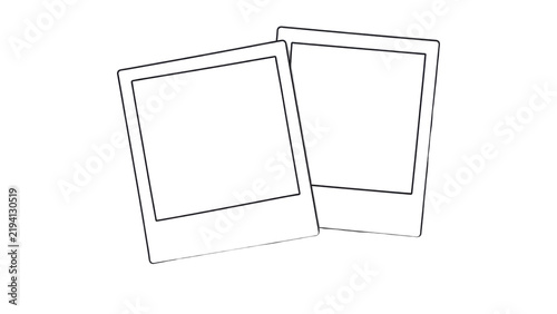 Outline of two polaroid photo frames isolated on transparent background