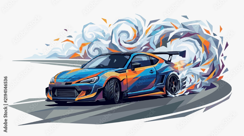 Fototapeta premium High Performance Racing Car Drifting with Dynamic Smoke Trails