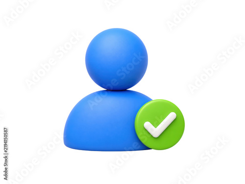 Blue user profile icon with green checkmark badge signifying a verified account status on social platforms.