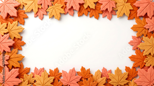 Maple leaves rectangular border with warm autumn colors. festive fall foliage design for seasonal