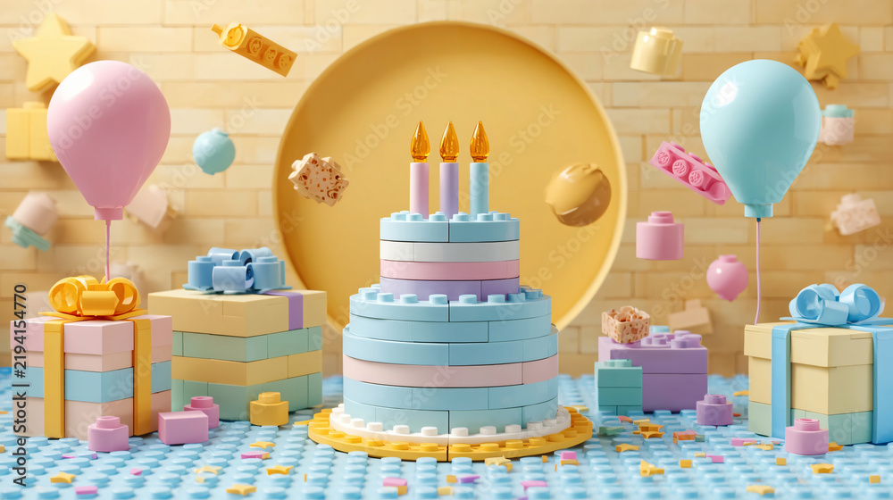 Fototapeta premium LEGO decoration birthday cake