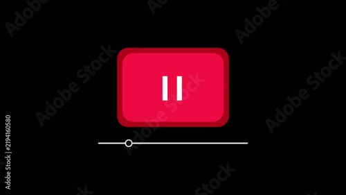 Play Button Video Icon Animation with Progress Bar and Media Controls., Digital Media Interface, 4K Stock Video