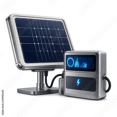 Portable solar panel system with battery power station for renewable energy generation and ecofriendly charging of electronic devices