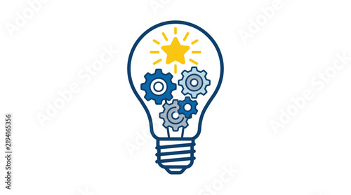 Light Bulb Innovation Icon with Gears
