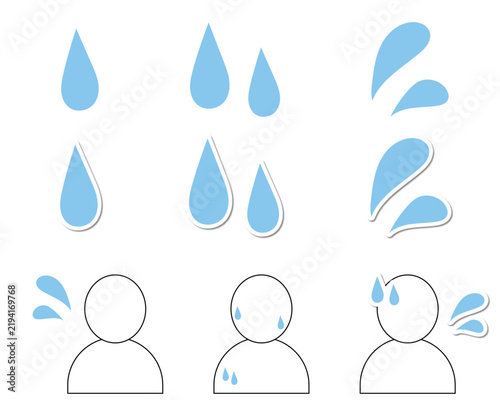 Light blue sweat drop symbol icon set