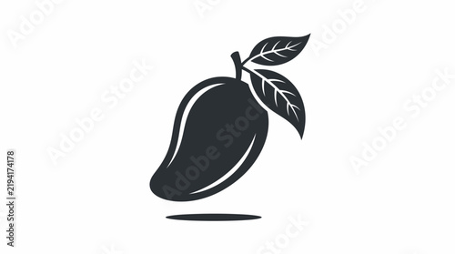Minimalist flat vector logo of a single mango fruit.