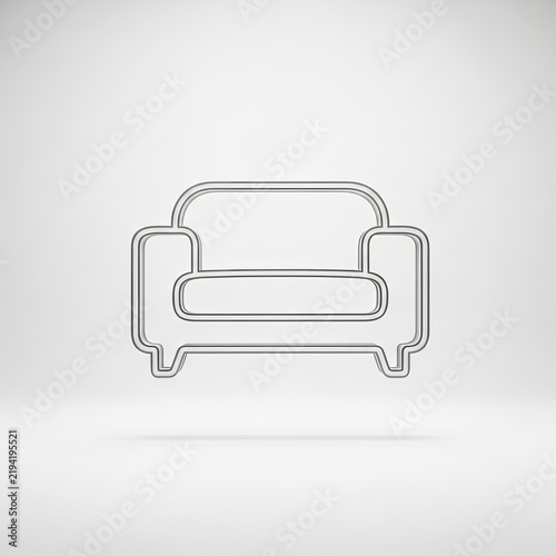 Minimalist Line Art Icon of a Modern Armchair.