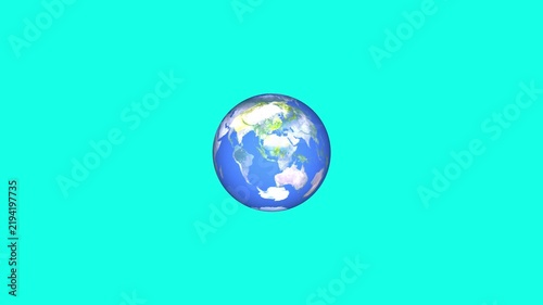 Earth Globe Icon Animation on Cyan Background