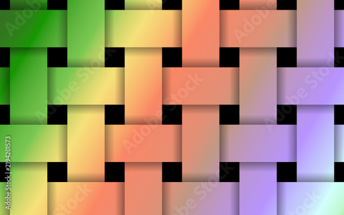 Abstract colorful woven interlaced stripe pattern background with gradient texture
