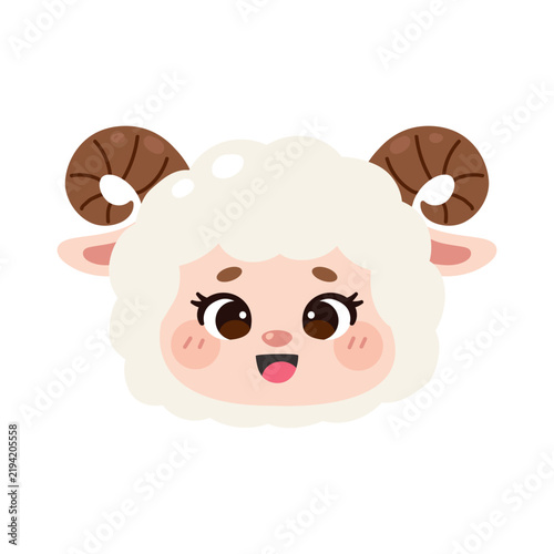 Cute goat head cartoon character