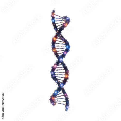 Abstract Dna Helix Made of Sparkling Particles