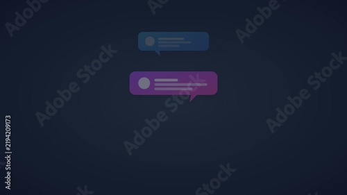 Chat bubble icons popping up with message notifications on dark background