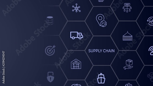 Supply Chain Management concept on the gradient background. Flexible logistics, adaptive operations and resilient global distribution across transportation and warehouse systems. 