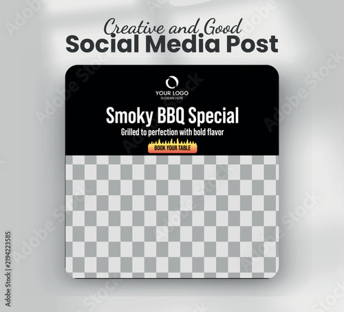 Smoky BBQ special grilled steak restaurant promotion web banner template

