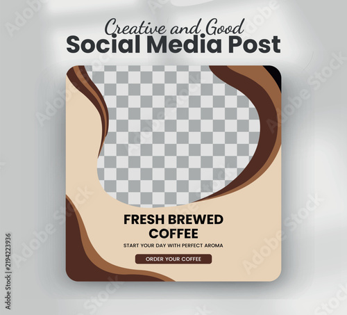 Fresh brewed coffee cup perfect aroma cafe promotion web banner template
