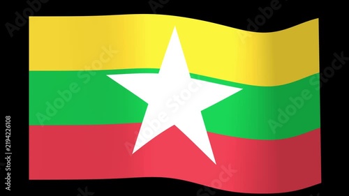 Waving national flag of Myanmar symbol of patriotism and independence with vibrant colors