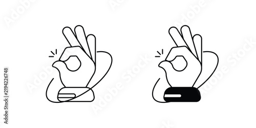 Ok gesture set icon with white background vector stock illustration