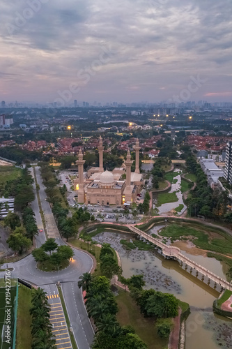 serene and majestic view of a mosque’s design