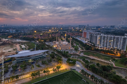serene and majestic view of a mosque’s design