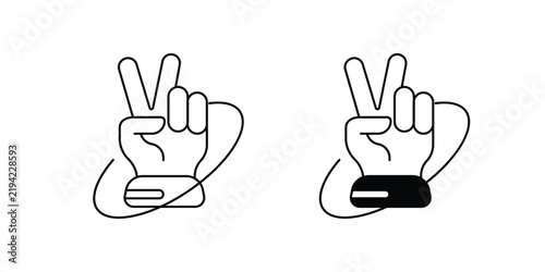 Victory gesture set icon with white background vector stock illustration