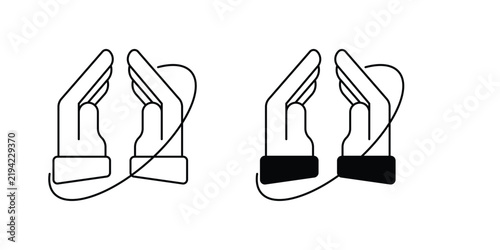 Praying gesture set icon with white background vector stock illustration