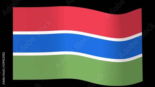 National flag of Gambia waving gracefully in the wind against a clean black background displaying patriotism