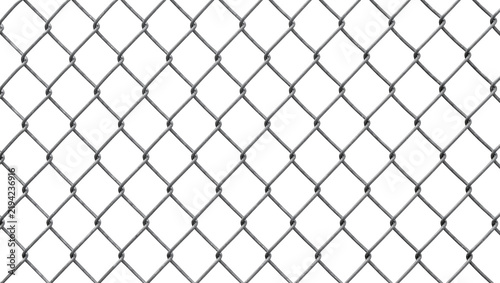 Diamond pattern chain link fence mesh, isolated on transparent background