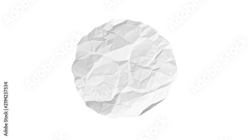 Foto Crumpled white paper ball abstract texture, isolated on transparent background