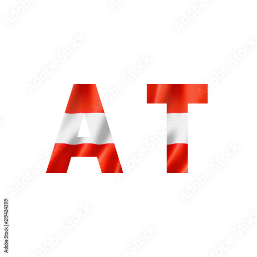 Letters AT Displaying the Austrian National Flag Texture with a Wavy Silk Fabric Effect Design for International Patriotic Celebrations