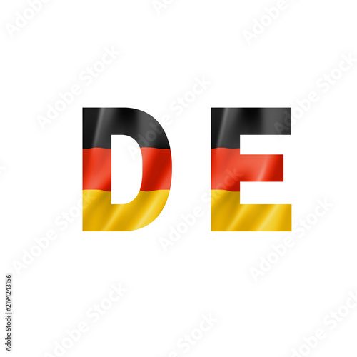German Country Code DE Letters Represented by the National Flag Colors in a Modern Graphic Design Concept for Global Identity and Recognition