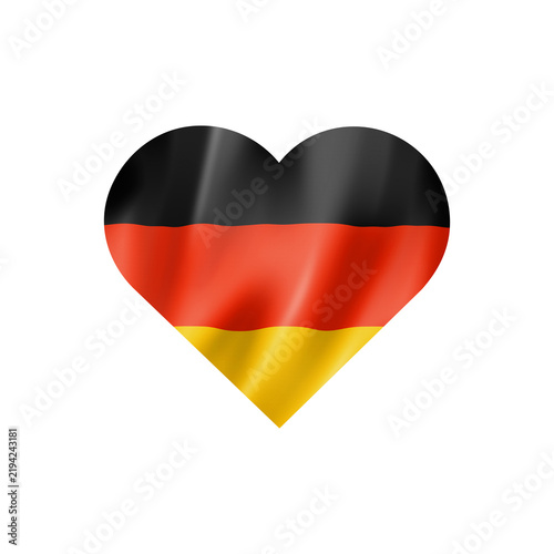 Heart Shape Icon Featuring the German National Flag Design with Wavy Fabric Texture for Patriotic Cultural Identity and Sports Events
