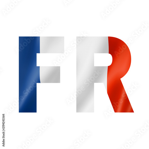 France Country Code Initials Displaying the Tricolor National Flag Pattern for Travel and Patriotic Concepts