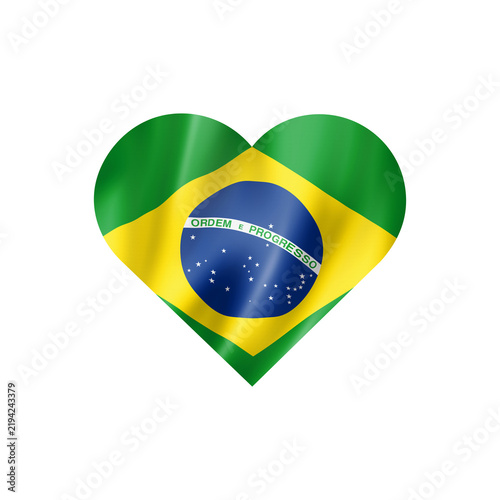 Wavy Heart Shaped Brazil National Flag Graphic Illustration Representing Patriotism and National Pride in South American Culture