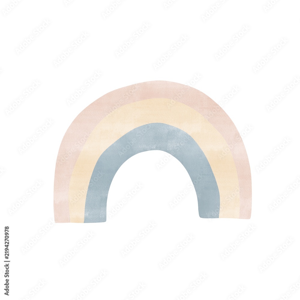 Obraz premium Cute hand-drawn watercolor boho rainbow isolated for baby shower, kids prints and bohemian nursery room decor