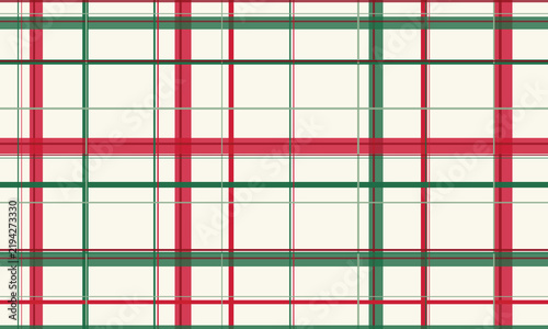 Cream fabric plaid pattern with red and green lines for festive holiday backgrounds