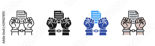 Cuadro en lienzo Rights Violation icon set multiple style collection