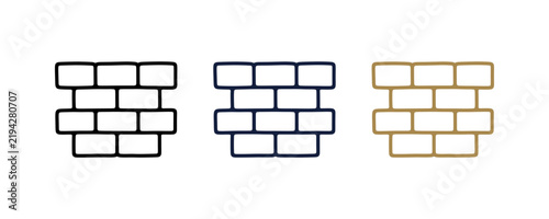 Set of brick wall line icons representing construction and masonry work.