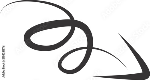 Loop Arrow, Hand drawn spiral directional loop arrow vector doodle element.