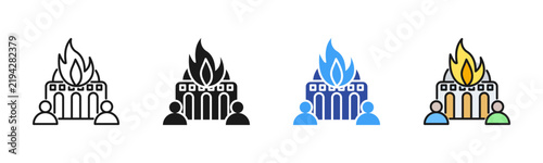 Bild auf Leinwand Mosque Attack icon set multiple style collection