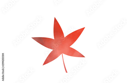 Single red watercolor maple leaf autumn illustration