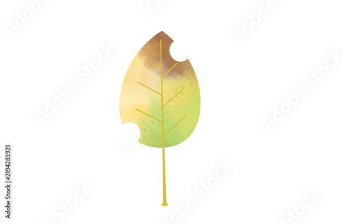 Watercolor autumn fallen leaves border line in cool colors