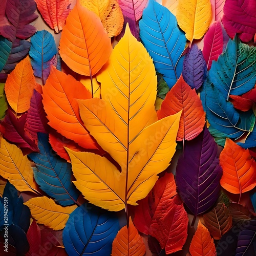 Vibrant Multicolored Autumn Leaves Background Pattern.
