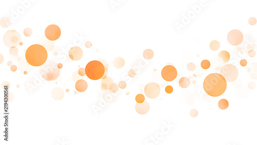 Orange bokeh circles on transparent background. Abstract light particles overlay