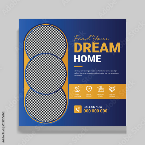 Dream Home Real Estate Ad With Interior and Exterior Views