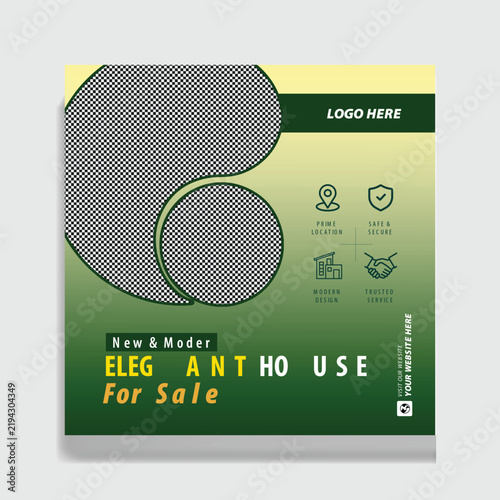 Modern Elegant House For Sale With Icons And Logo Space