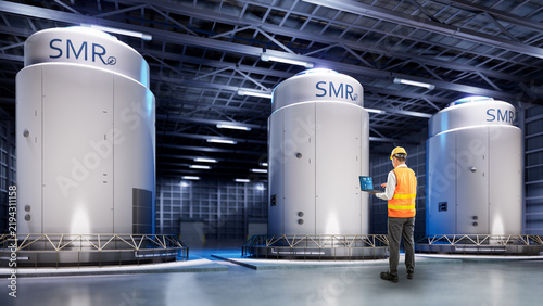 Obraz na płótnie Engineer work at small modular nuclear reactors power plant