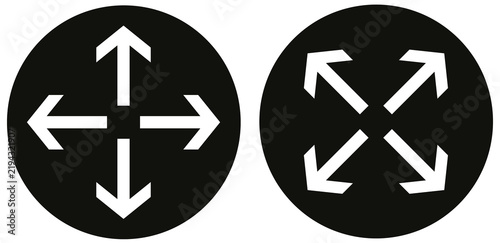 White Outward Expanding Arrows Directional Buttons Set Transparent PNG