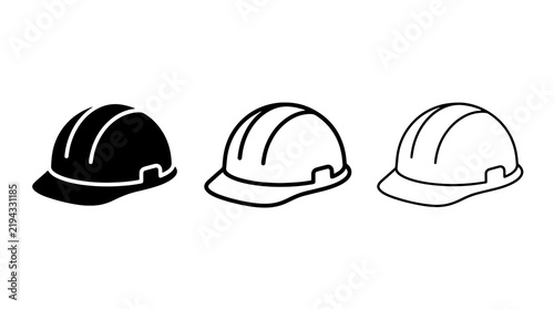Cuadro en lienzo Minimalist hard hat icon set featuring black outline and silhouette construction